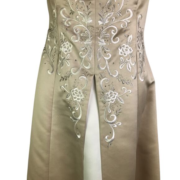 Jessica McClintock Gown Women 12 Cream Embroidered Floral Formal Dress Strapless - Picture 5 of 13